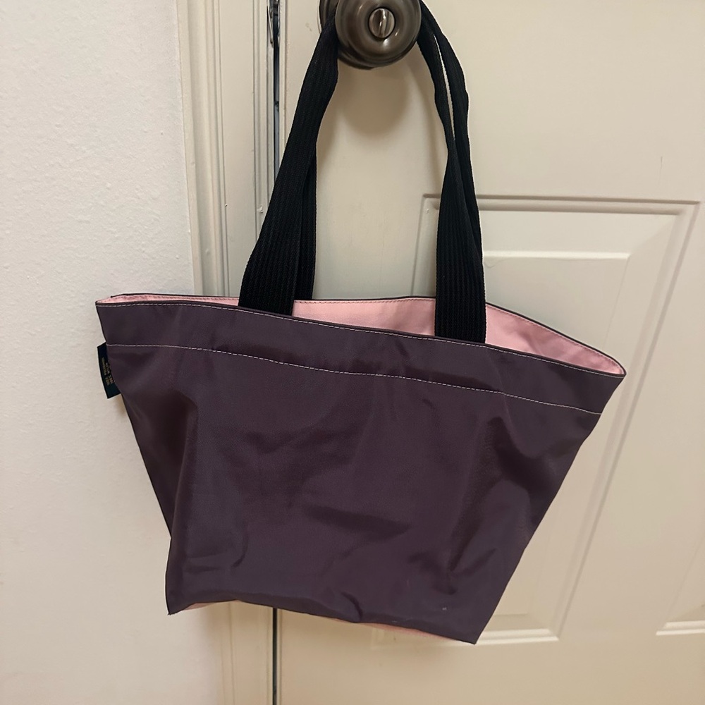 Herve Chapelier- Medium size Purple Tote Bag with Black Handles